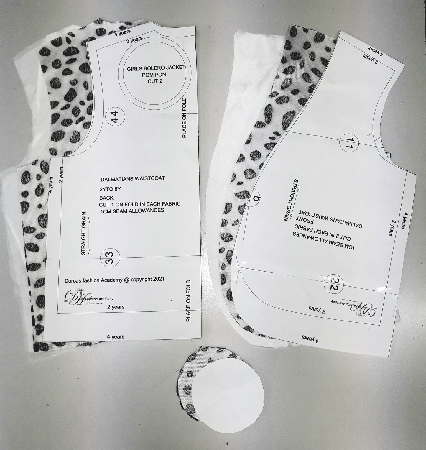 KIDS DALMATIAN WAISTCOAT SEWING PDF PATTERN & TUTORIAL  6m-24m & 2y to 8y