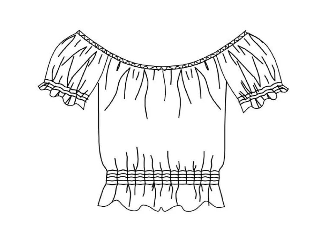 LADIES SHIRRING GYPSY TOP PDF SEWING PATTERNS & INSTRUCTIONS SIZES XXS - XXL