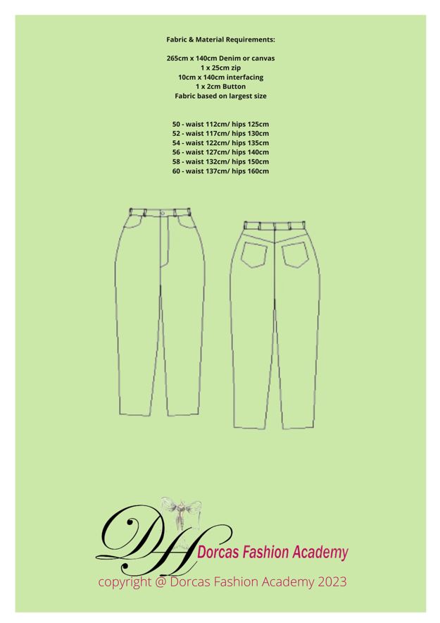 PLUS SIZE LADIES JEANS PDF SEWING PATTERNS & INSTRUCTIONS. EASY DOWNLOAD