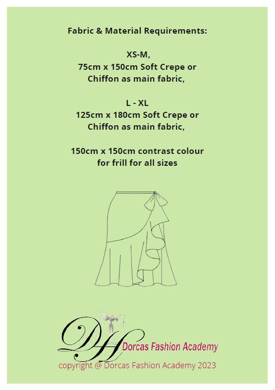 LADIES WRAP AROUND SKIRT WIDE FRILL SEWING PDF PATTERNS & INSTRUCTIONS XS TO XL