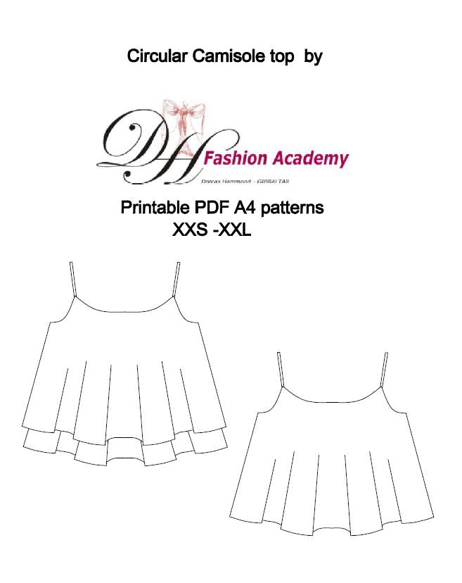 LADIES CIRCULAR CAMISOLE PDF SEWING PATTERN & INSTRUCTIONS