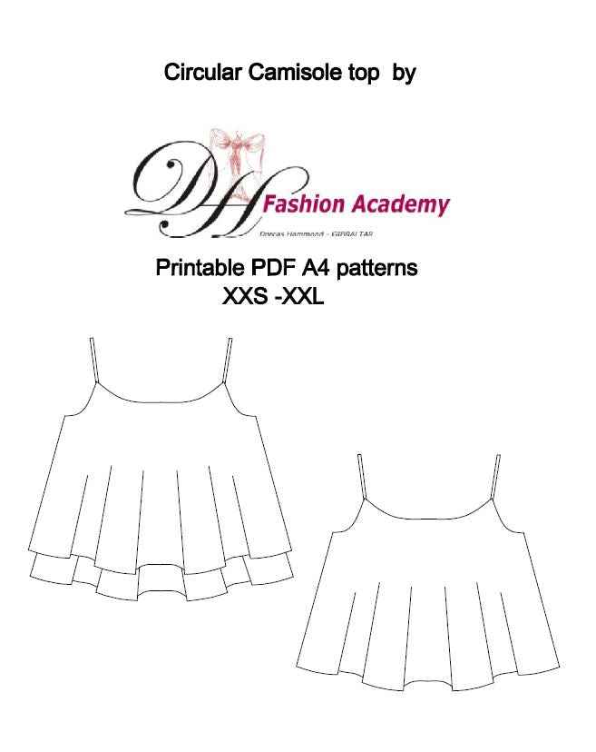 Ladies Circular Camisole PDF Sewing Pattern & Instructions - All Sizes