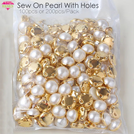Sew on Pearls with gold or silver claws in 6mm, 8mm,10mm,12mm