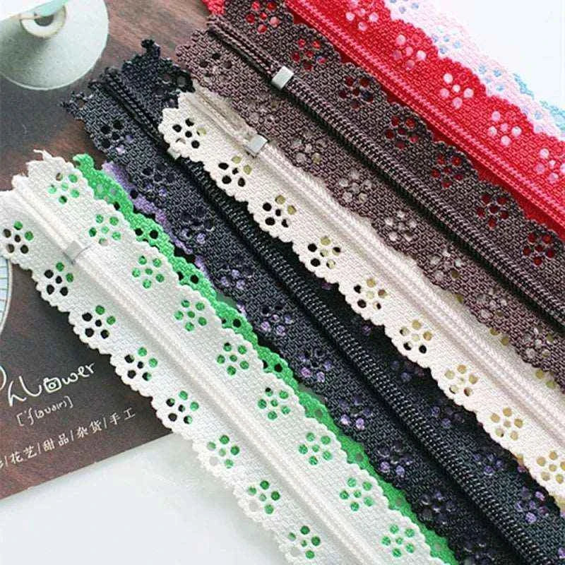 Lace Zippers 6pcs - Closed End Decorative Zips 20cm-53cm for Dresses & Garments