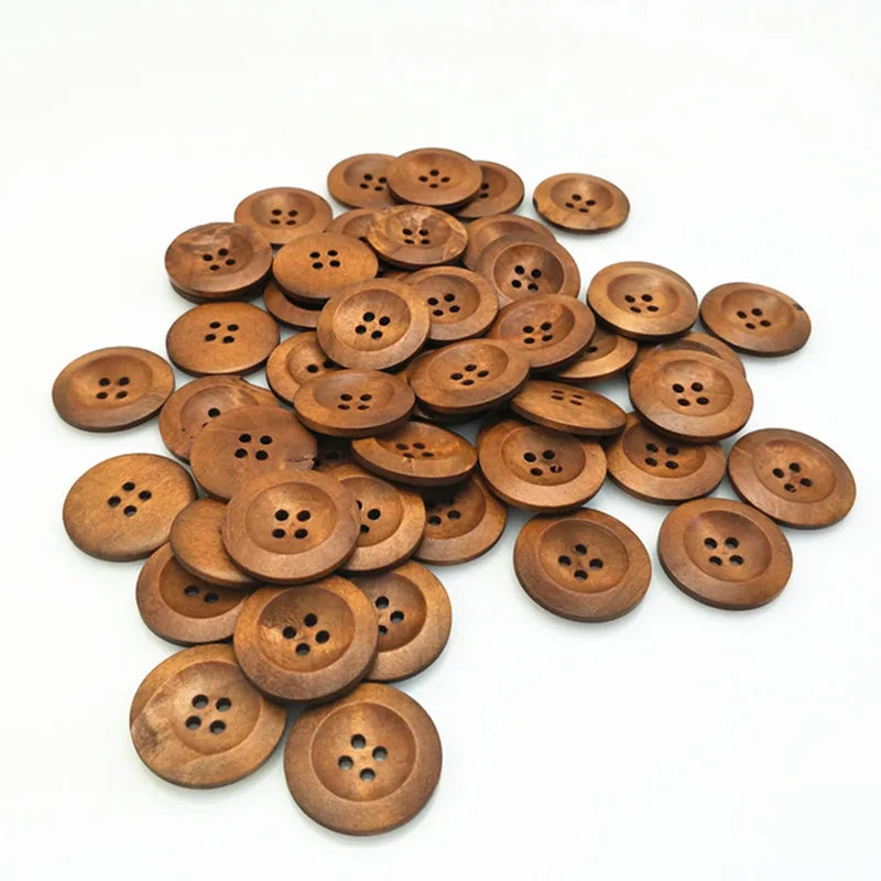 Wooden Buttons (25pcs) 25mm natural wood pattern