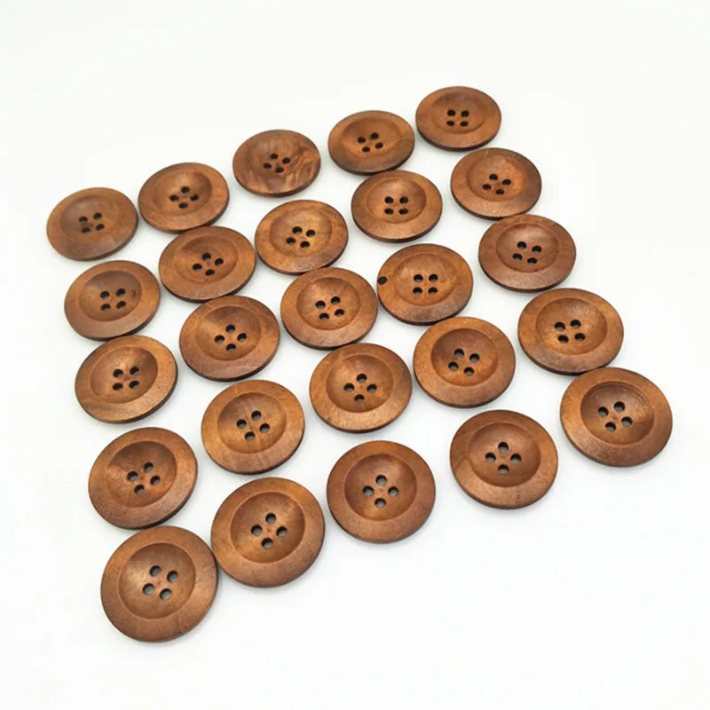 Wooden Buttons (25pcs) 25mm natural wood pattern