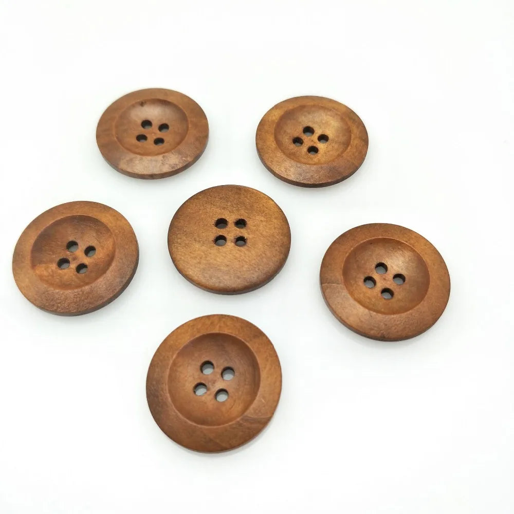 Wooden Buttons (25pcs) 25mm natural wood pattern