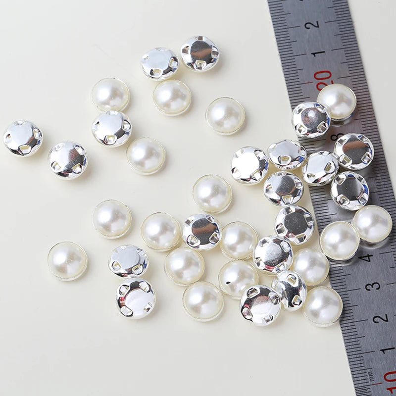 Sew on Pearls with gold or silver claws in 6mm, 8mm,10mm,12mm