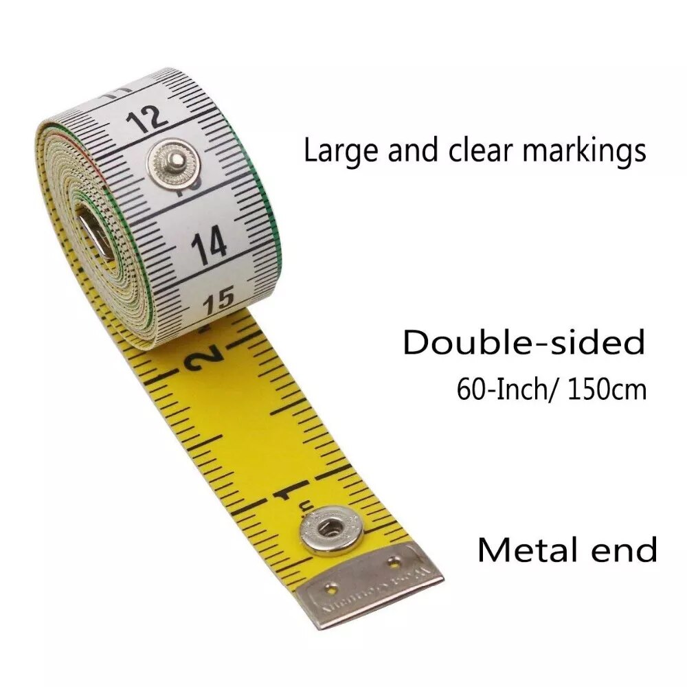 Measuring Tape for Tailor's & Dressmakers - Soft Tape with Snap Fasten