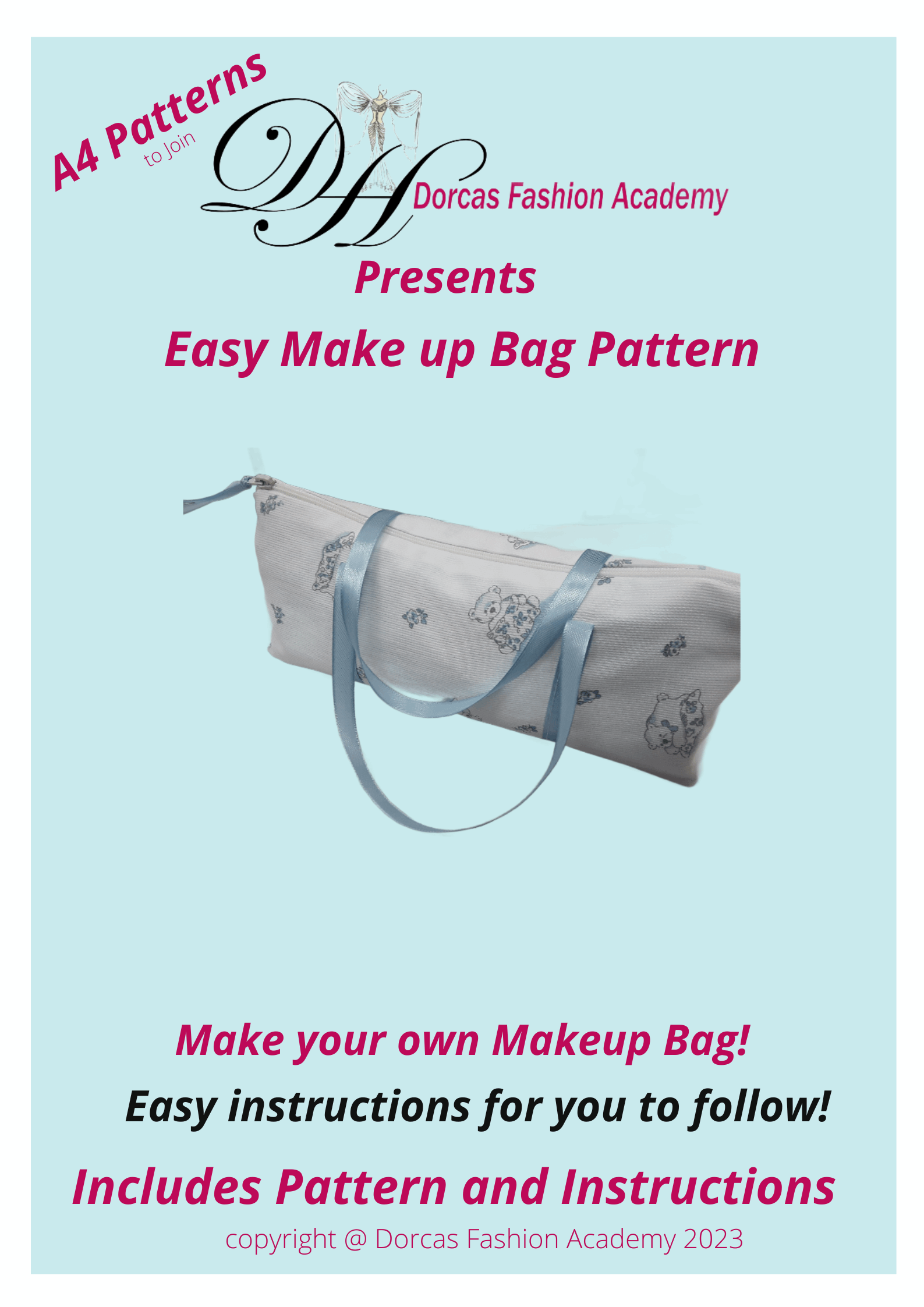 EASY MAKE UP BAG - SEWING PDF PATTERNS AND INSTRUCTIONS