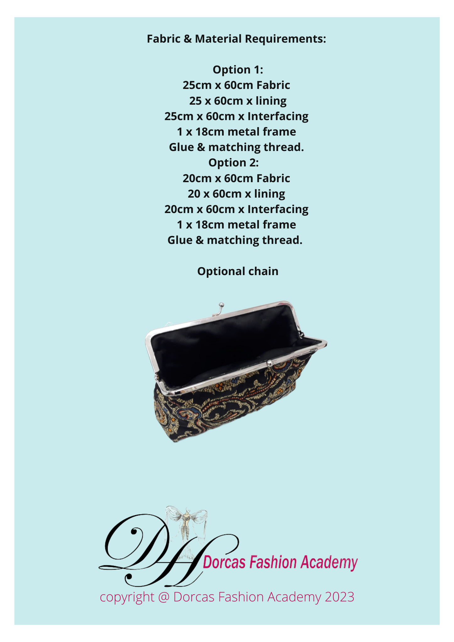 METAL FRAME CLUTCH BAG - SEWING PDF PATTERNS AND INSTRUCTIONS