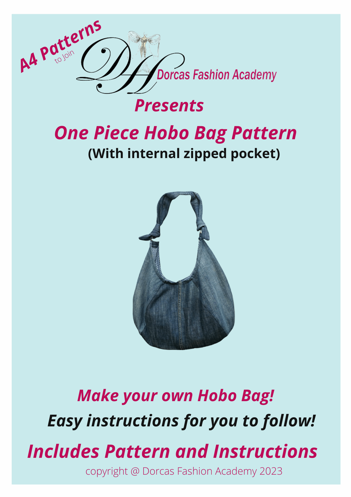 EASY ONE PIECE HOBO BAG PDF SEWING PATTERNS AND INSTRUCTIONS