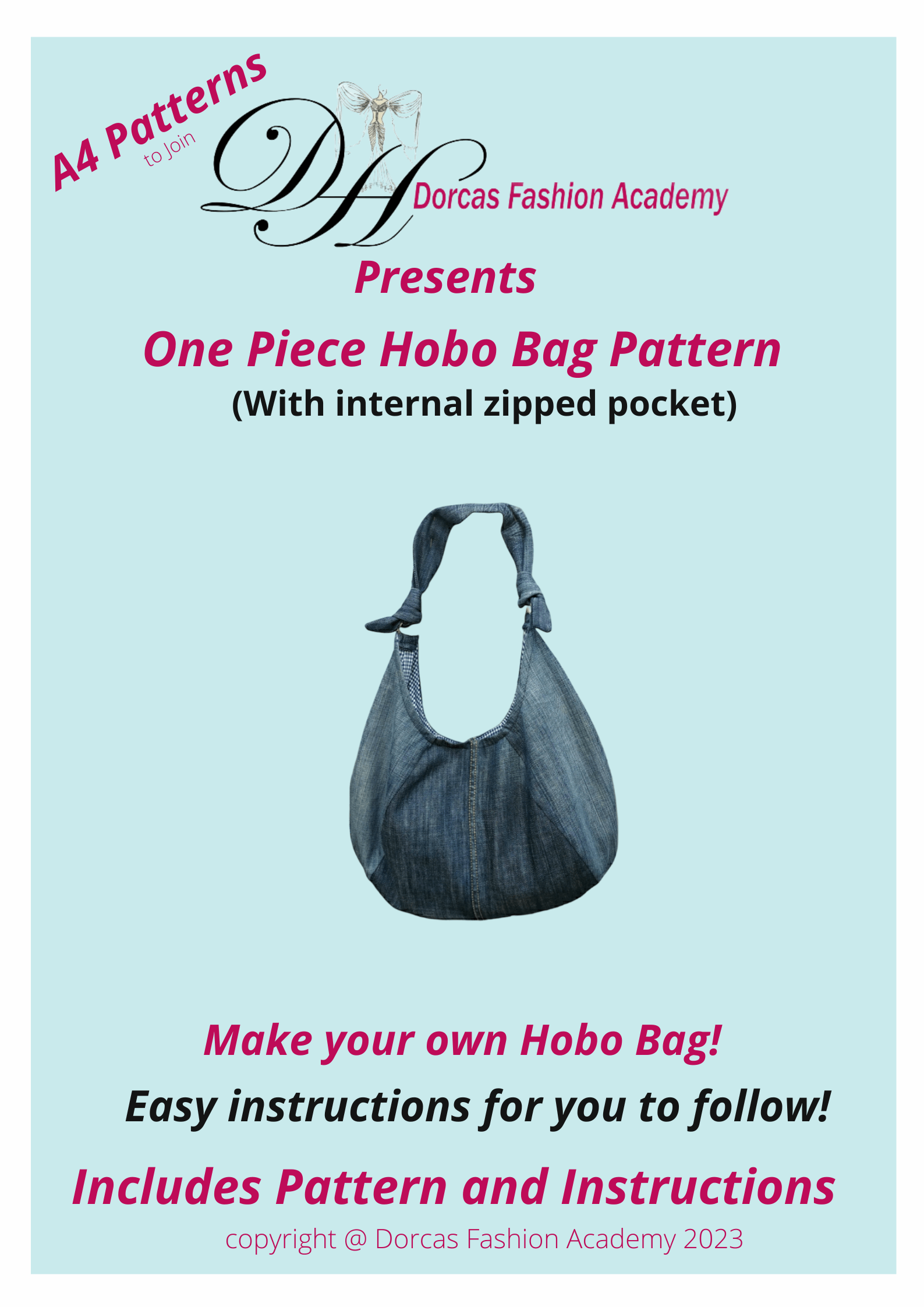 EASY ONE PIECE HOBO BAG PDF SEWING PATTERNS AND INSTRUCTIONS