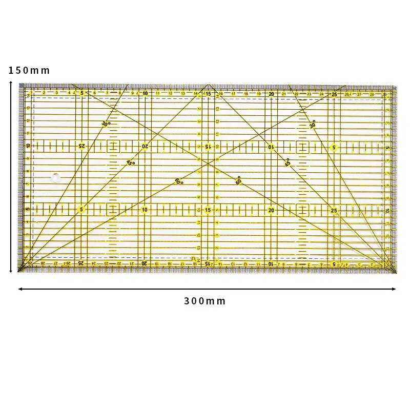Patchwork Ruler with Grid Lines 30x15cm - A Style Academy Favorite for Quilting & Pattern Drafting