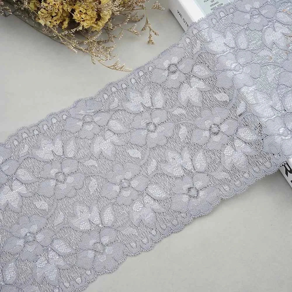 1 Meter Wide Elastic Lace 16cm - Stretchy Floral Embroidered Lace for Clothing & Skirts