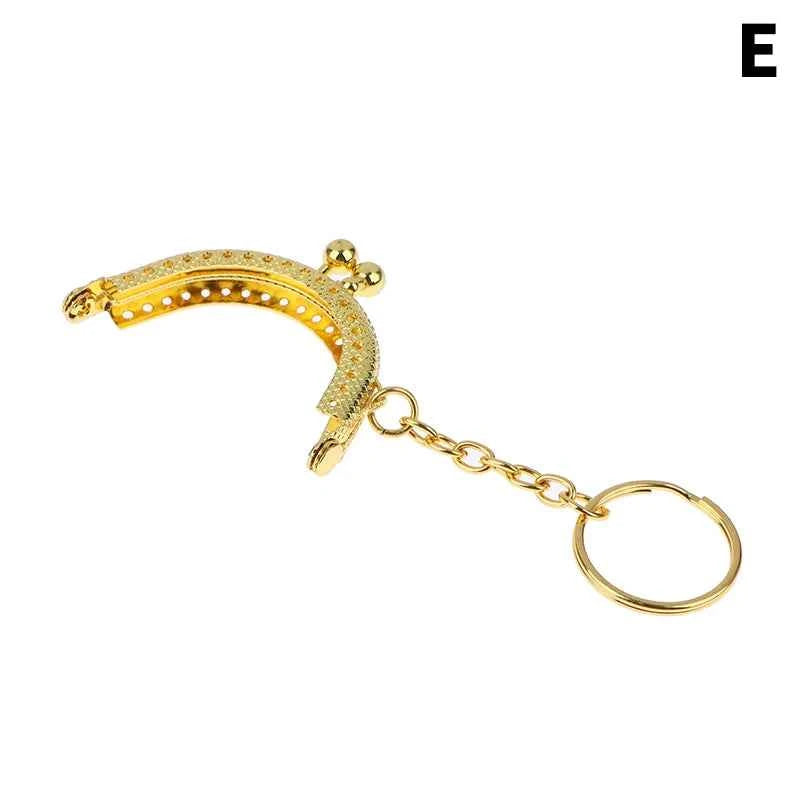 Metal Coin Purse Frame 5cm with Key Ring - Kiss Clasp Lock for Small Purses & Pouches