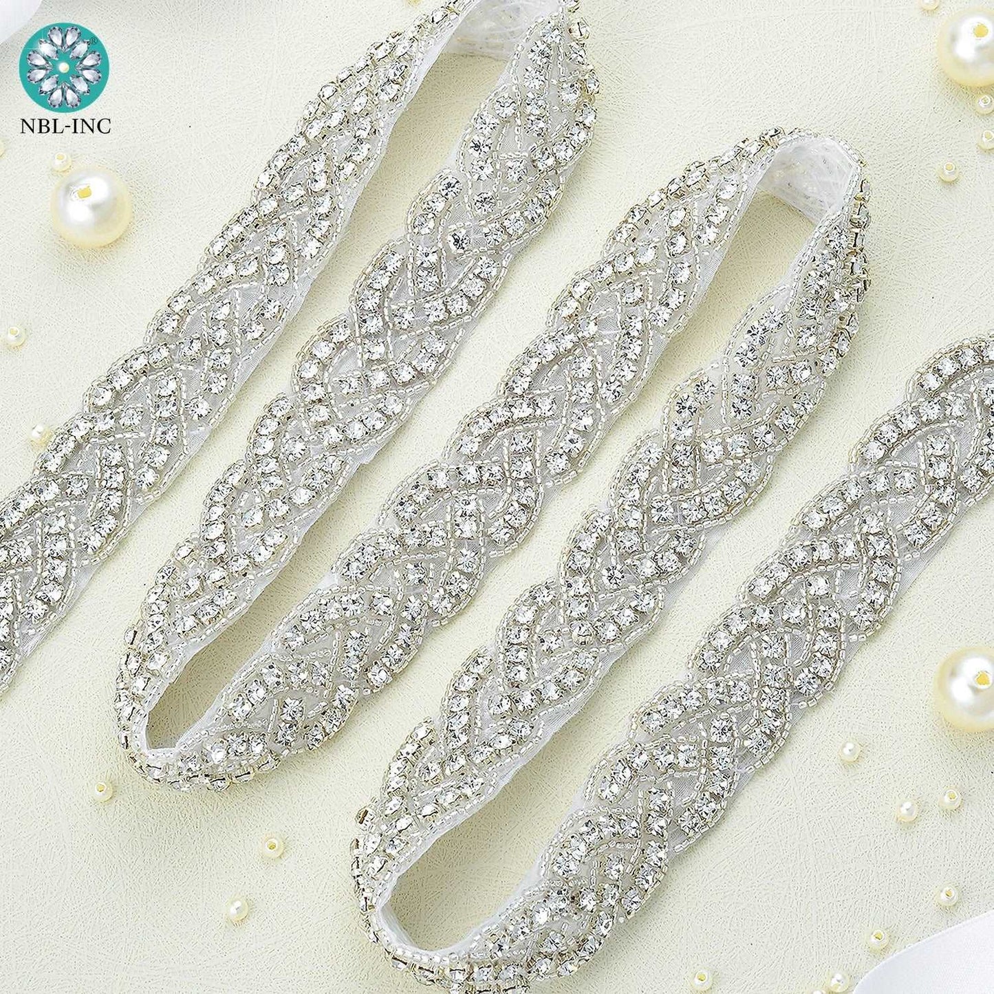 (1 YARD) Silver clear bridal beaded crystal rhinestone applique trim belt gold sewing iron on for wedding dress clothing WDD0278