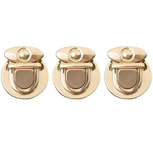 Metal Bag Clasp Lock 3pcs - Twist Turn Closure for Handbags, Purses & Totes