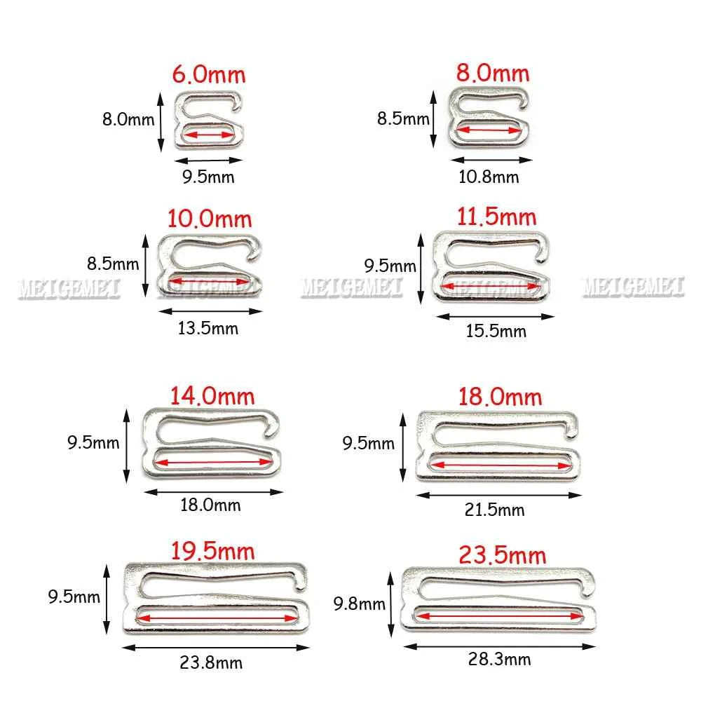 100-Pack Metal Bra Rings & Sliders - Strap Adjusters for Lingerie & Bra Making (6-25mm)
