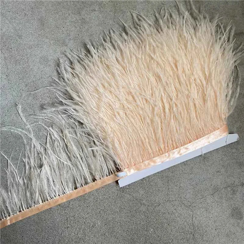 Ostrich Feather Trim Fringe Feather trim 10-15cm Width – Luxury Feather Ribbon for Sewing & Costumes