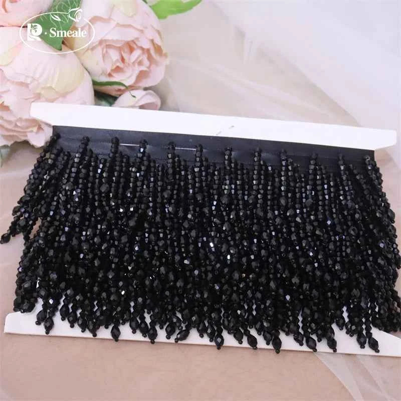 Crystal Tassels Beaded Lace Trim - 1-9 Yards Luxury Hanging Bead Fringe for Clothing & Decor