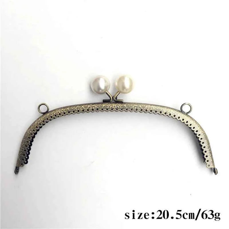 Arc Metal Purse Frame with Pearl Handle - Retro Kiss Clasp Lock for Clutch Bags