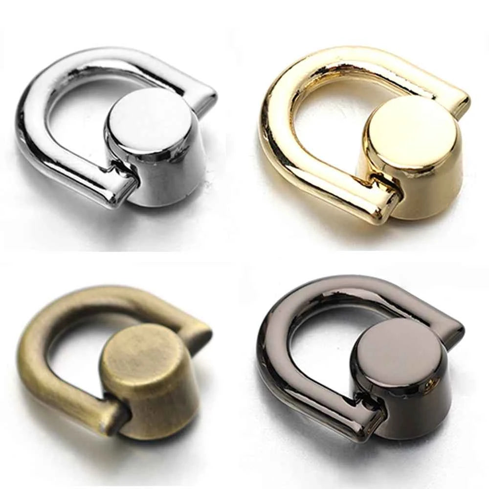 D-Ring Bag Hardware - Metal Side Clip Buckles for Straps, Chains & Decorative Charms