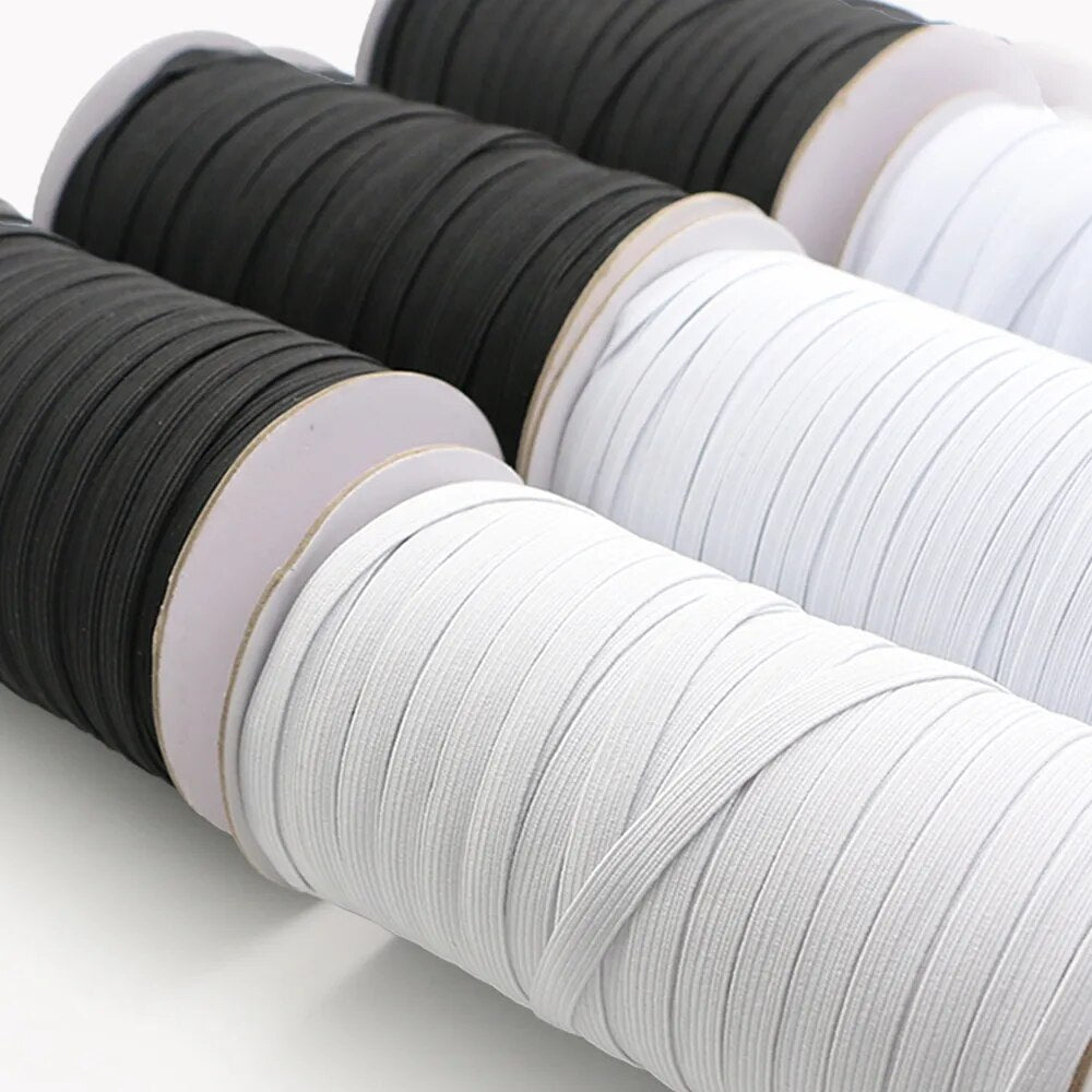 Thin Flat Elastic White/black, 3mm 6mm 8mm 10mm 12mm 14mm