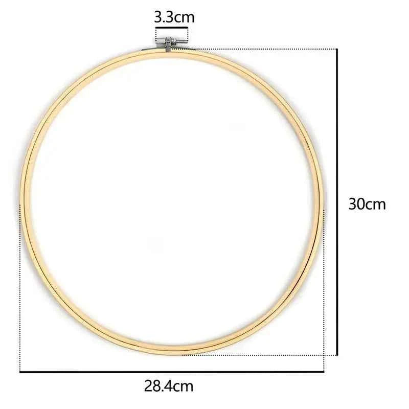 Wooden Embroidery Hoops 10-30cm - Bamboo Frame Set 10 Pieces for Cross Stitch & Needlework