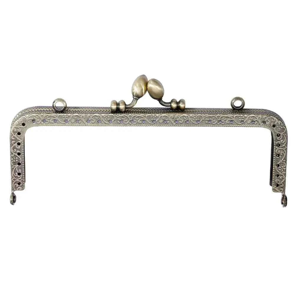 Square Metal Purse Frame - Glossy Gold Kiss Clasp Lock for Clutch Bags & Purses