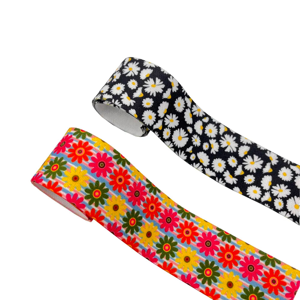 Printed Flowery Wide Elastics for waistband or cuffs -1 Meter/Lot 25MM