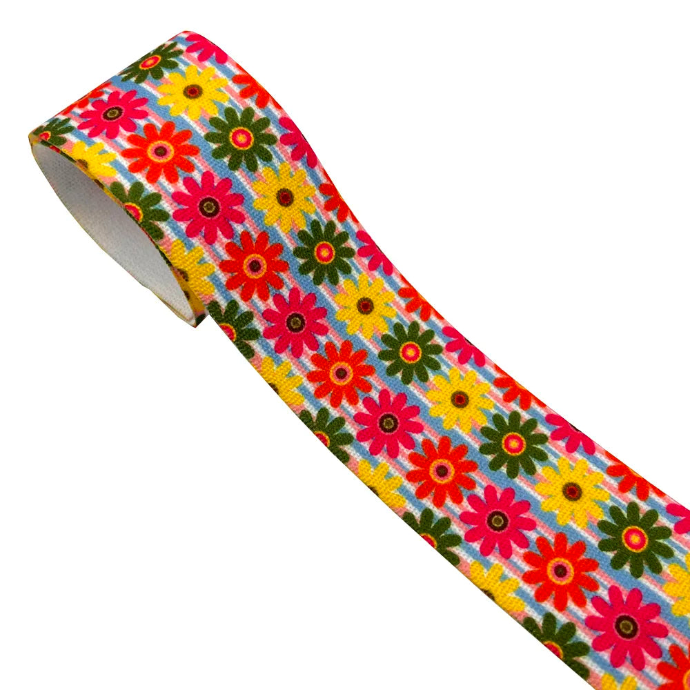 Printed Flowery Wide Elastics for waistband or cuffs -1 Meter/Lot 25MM