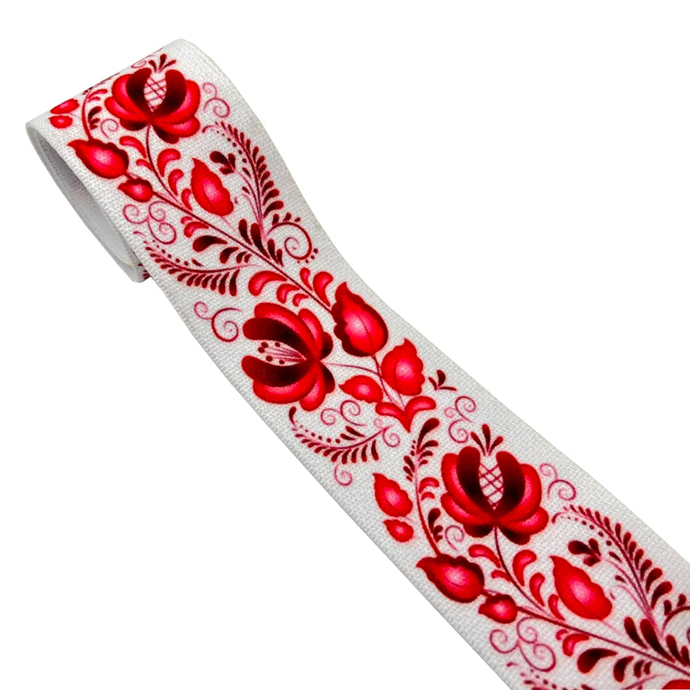 Printed Flowery Wide Elastics for waistband or cuffs -1 Meter/Lot 25MM
