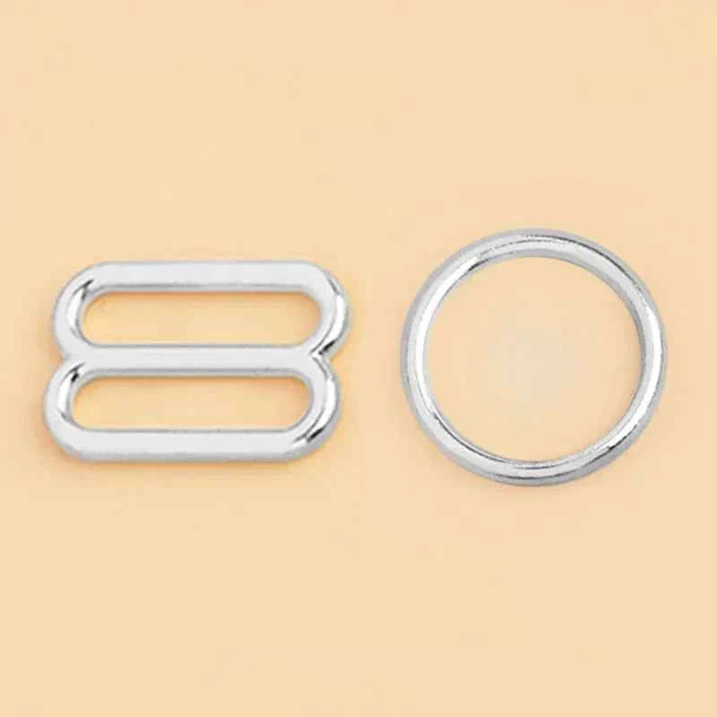 50 Sets O-Ring Metal Bra Buckles - Strap Connectors for Lingerie & Swimwear (6-15mm)