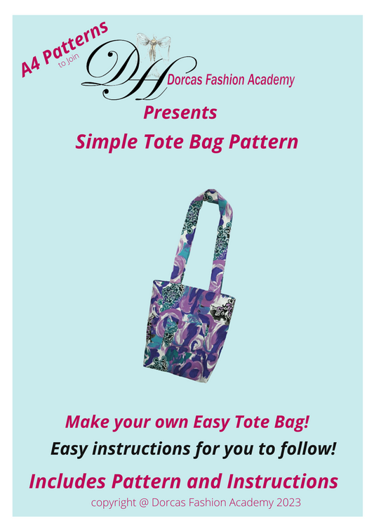 SIMPLE TOTE BAG - SEWING PDF PATTERNS AND INSTRUCTIONS
