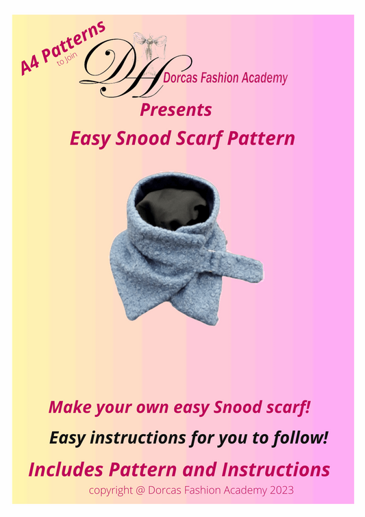 EASY SNOOD SCARF -  SEWING PDF PATTERN & INSTRUCTIONS