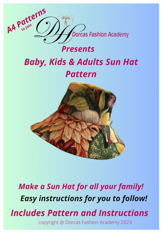 Unisex Sun Hat for all the family - sewing pdf pattern & instructions