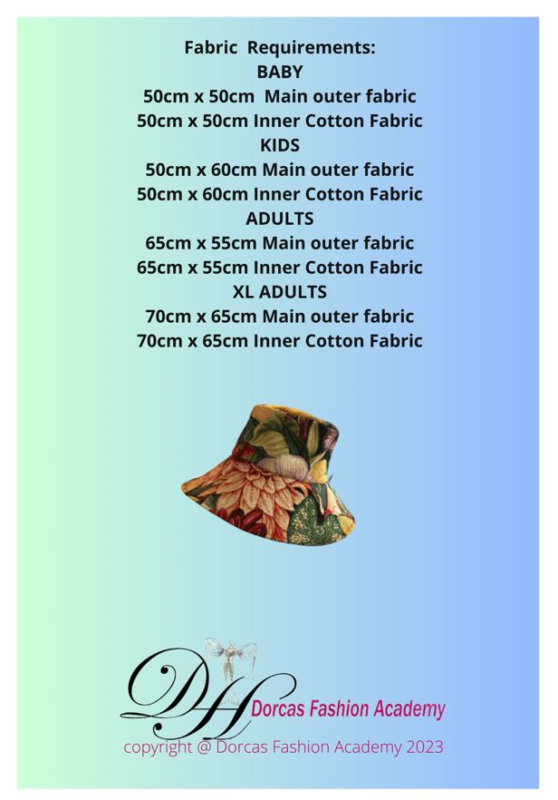 Unisex Sun Hat for all the family - sewing pdf pattern & instructions