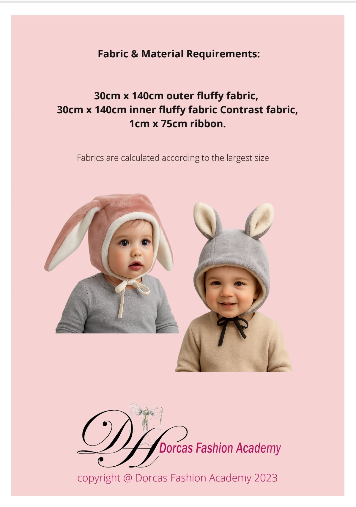 BUNNY EAR HAT PDF SEWING PATTERN & TUTORIAL - 6m-24m & 2y to 8y