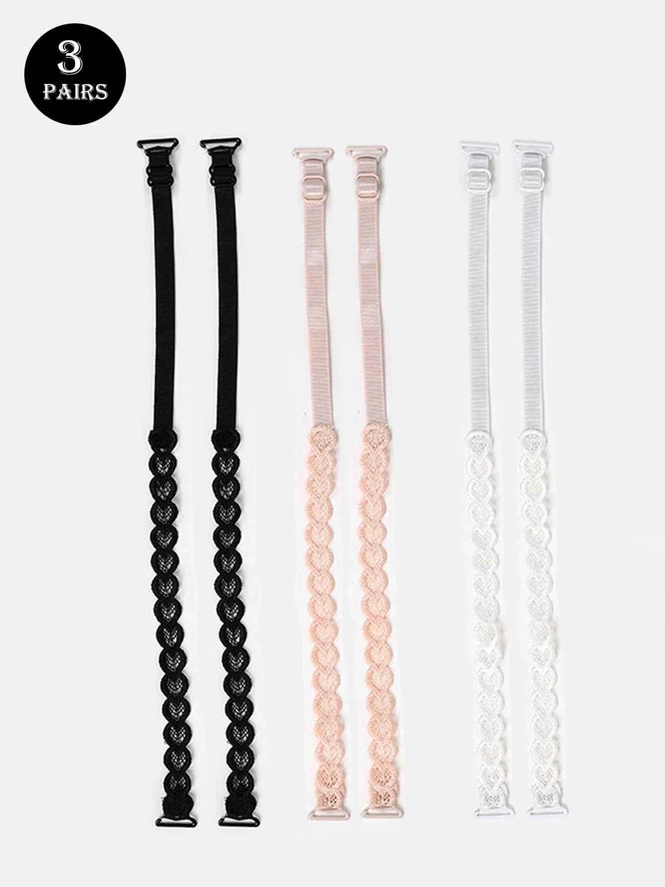 3 Pairs Lace Bra Straps - Embroidered Flower Replacement Straps Adjustable