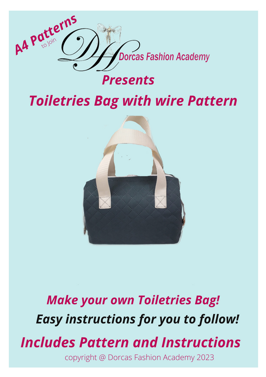 TOILETRIES BAG WITH INNER WIRE  - SEWING PDF PATTERNS AND INSTRUCTIONS