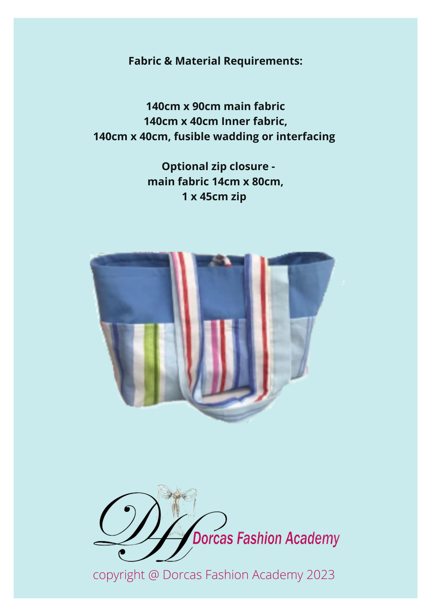 TOTE BAG PDF SEWING PATTERN AND INSTRUCTIONS