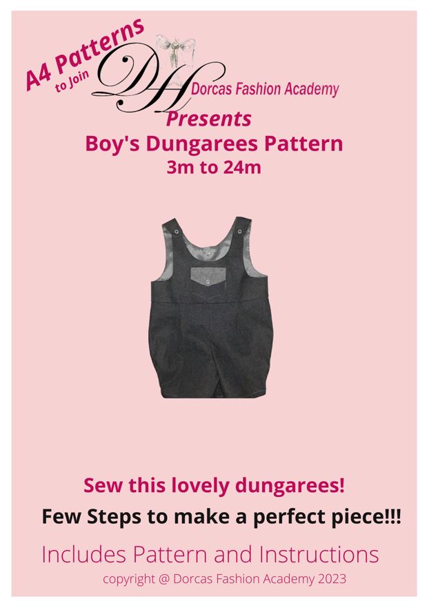 BABY/TODDLER DUNGAREES PDF SEWING PATTERN & TUTORIAL - 3m to 24m