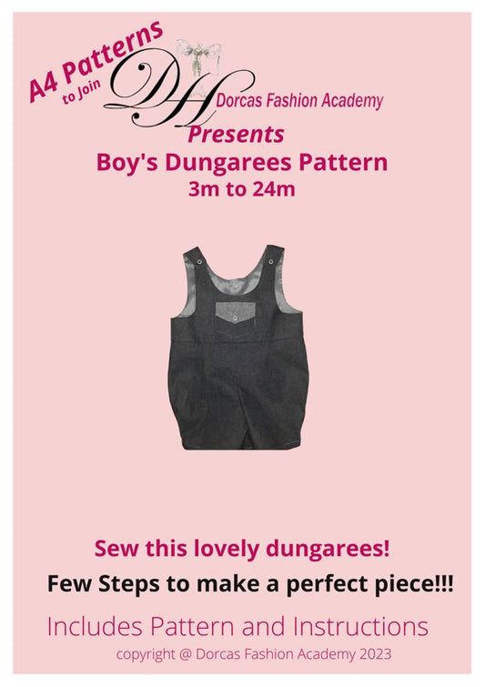 BABY/TODDLER DUNGAREES PDF SEWING PATTERN & TUTORIAL - 3m to 24m