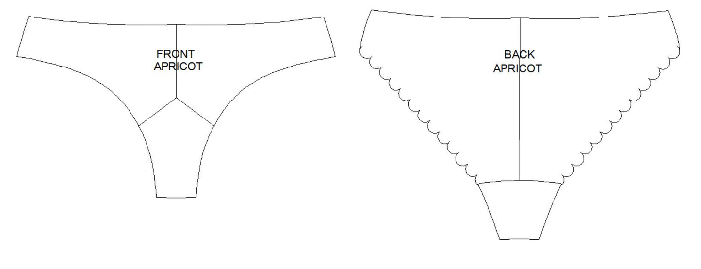 PANTIES SEWING PDF PATTERN AND INSTRUCTIONS IN 2 STYLES MANGO AND APRICOT XXS to XL