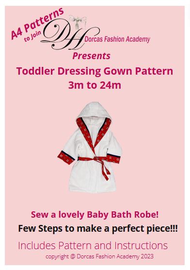 BABY TODDLER DRESSING GOWN/ BATH ROBE 3M TO 24M PDF SEWING PATTERNS & INSTRUCTIONS