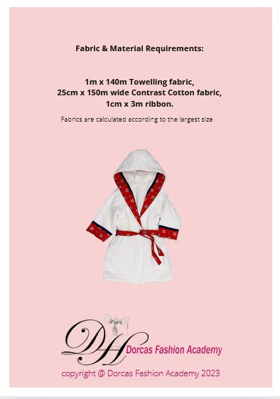 BABY TODDLER DRESSING GOWN/ BATH ROBE 3M TO 24M PDF SEWING PATTERNS & INSTRUCTIONS