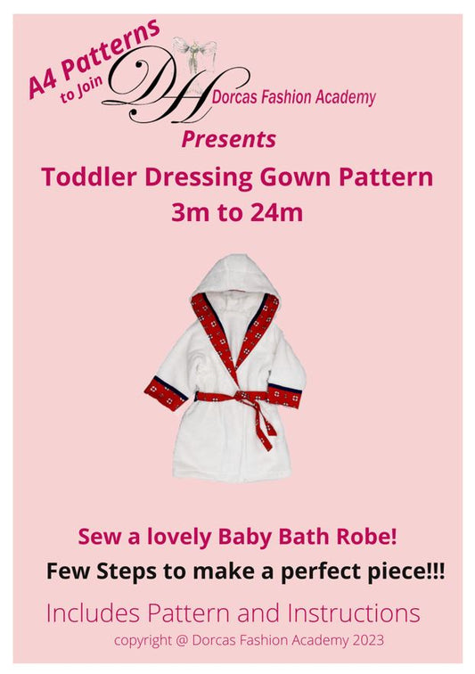 BABY TODDLER DRESSING GOWN/ BATH ROBE 3M TO 24M PDF SEWING PATTERNS & INSTRUCTIONS