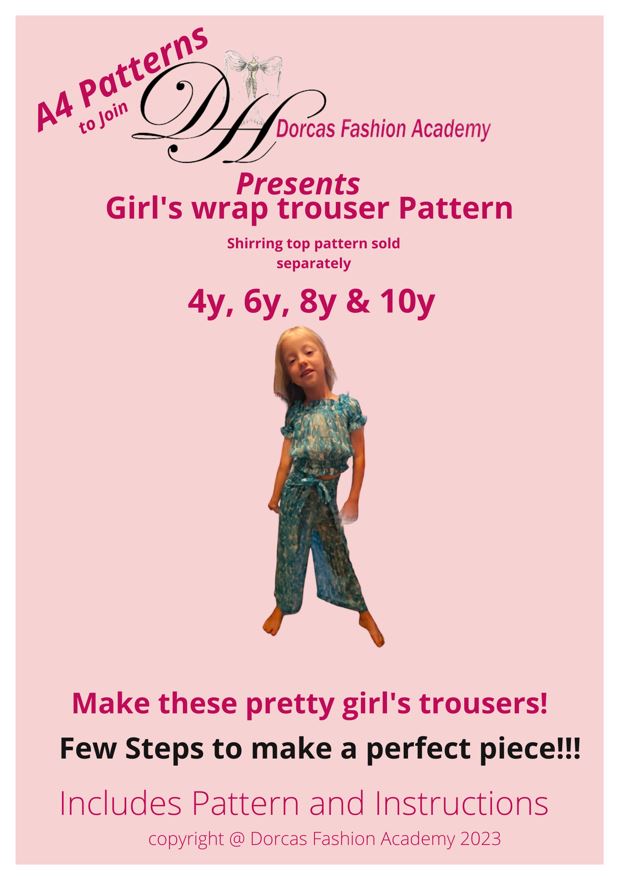 GIRL'S WRAP AROUND TROUSERS PDF SEWING PATTERN & INSTRUCTIONS