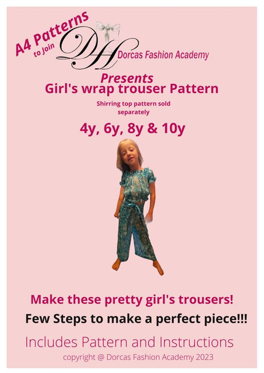 GIRL'S WRAP AROUND TROUSERS PDF SEWING PATTERN & INSTRUCTIONS